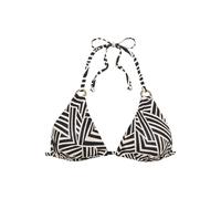 Triangel-Bikini-Top LASCANA "Cleo", Damen, Gr. 36, Cup C/D, beige (schwarz, creme), Recycling-Polyamid, bedruckt, Bikini-Oberteile, mit geometrischem Druck (90685458-36) schwarz, creme