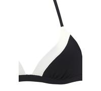 Triangel-Bikini-Top LASCANA "Chic", Damen, Gr. 38, Cup C/D, schwarz, creme, Recycling-Polyamid, Strukturmuster, kontrastfarbene Details, Bikini-Oberteile, aus eleganter Strukturware (37998806-38) schw