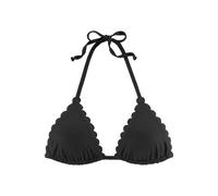 Triangel-Bikini-Top LASCANA "Scallop", Damen, Gr. 36, Cup A/B, schwarz, Microfaser, Microfaser, unifarben, Bikini-Oberteile, mit gelaserter Wellenkannte (86729628-36) schwarz
