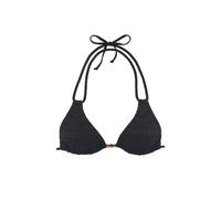 Triangel-Bikini-Top LASCANA "Omara", Damen, Gr. 44, Cup C/D, schwarz, Microfaser, Recycling-Polyamid, modisch, Bikini-Oberteile, mit Lochstickerei (69204139-44) schwarz