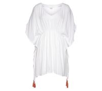 Tunika LASCANA, Damen, Gr. 40/42, weiß, Cru00eape, Web, Obermaterial: 100% Viskose, unifarben, modisch, figurumspielend Po-bedeckend, V-Ausschnitt, Kurzarm, Tuniken, aus gekreppter Viskose, Blusenklei