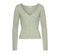 V-Ausschnitt-Pullover LASCANA, Damen, Gr. 32/34, grün (mint), Rippstrick, Obermaterial: 70% Viskose, 30% Polyamid, unifarben, figurbetont hüftlang, V-Ausschnitt, Pullover, mit Zierperlen, figurbetonte