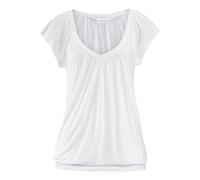 V-Shirt LASCANA Gr. 36/38, weiß, Damen, Obermaterial: 100% Viskose, Shirts, mit breitem Gummizugbund, T-Shirt mit V-Ausschnitt, Basic (398931-36) weiß