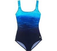 Badeanzug LASCANA, Damen, Gr. 42, Cup D, blau (blau, bedruckt), Elasthan, Polyamid, Farbverlauf, Badeanzüge Badeanzug, mit Batikprint und Shaping-Effekt, Topseller (674041-42) blau, bedruckt