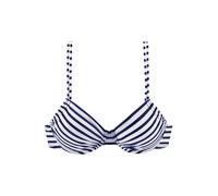 Bügel-Bikini-Top VENICE BEACH "Summer", Damen, Gr. 42, Cup F, blau (weiß, marine, gestreift), Polyamid, Xtra Life LYCRA, gestreift, Bikini-Oberteile, mit Doppelträgern (450083-42) weiß, marine, gestre