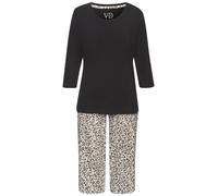 Capri-Pyjama VIVANCE DREAMS, Damen, Gr. 32/34, schwarz-weiß (creme, schwarz, gemustert), Single Jersey, Obermaterial: 100% Baumwolle, gemustert, Basic, Basic 3/4-Länge, Rundhals, 3/4-Ärmel eingesetzt,