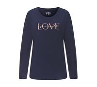 Longsleeve VIVANCE DREAMS, Damen, Gr. 40/42, blau (dunkelblau), Single Jersey, Obermaterial: 50% Baumwolle, 50% Viskose, unifarben, bedruckt, modisch, Basic lang, Rundhals, Langarm, Shirts, mit schöne