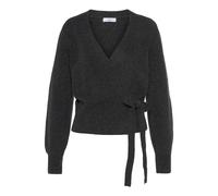 Wickelstrickjacke LASCANA "-Strickjacke mit Bindeband" Gr. 48/50, grau (anthrazit) Damen Strickjacken (95989010-48) anthrazit
