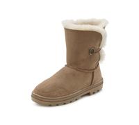 Winterstiefel LASCANA Gr. 40, braun (camelfarben) Damen Schuhe Winterstiefel aus kuscheligem Lammfell, robuste Sohle, Winterstiefelette, Snowboots Bestseller (14904432-40)