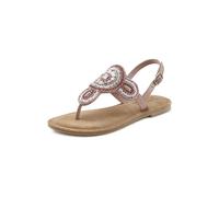 Zehentrenner LASCANA "Sandale, Pantolette" Gr. 37, rosa (altrosa) Damen Schuhe Zehenstegsandale Damenschuh Riemchensandale Sommerschuh Zehensteg-Sandalen mit aufwendiger Verzierung in Glitzer-Optik und softer Lederinnensohle (17036942-37)