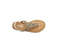 Zehentrenner LASCANA "Sandale, Pantolette" Gr. 37, beige Damen Schuhe Sommerschuh Zehenstegsandale Zehensteg-Sandalen Sandale mit Schmucksteinen in Glitzer-Optik VEGAN Bestseller (37240511-37)
