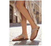 Zehentrenner LASCANA, Damen, Gr. 40, beige, Obermaterial: 100% Textilmaterial. Decksohle: 100% Lederimitat. Futter: 100% Lederimitat. Laufsohle: 100% Synthetik, Glitzer, bestickt, Schuhe Zehentrenner,