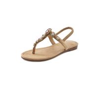 Zehentrenner LASCANA, Damen, Gr. 42, beige, Obermaterial: 100% Textilmaterial. Futter: 100% Lederimitat. Decksohle: 100% Textilmaterial. Laufsohle: 100% Synthetik, Glitzer, feminin, Schuhe, Sandale, P