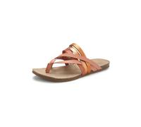 Zehentrenner LASCANA "Sommerschuh, offener Schuh, Pantolette, Sandale", Damen, Gr. 39, orange, Obermaterial: 100% Rindsleder. Decksohle: 100% Rindsleder. Laufsohle: 100% Synthetik, metallic, Basic, Sc