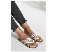 Zehentrenner LASCANA Gr. 36, rosa (rosé) Damen Schuhe Strandschuhe Sandale, Pantolette aus Leder mit Korkfußbett (37723326-36)