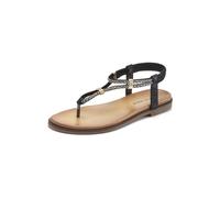 Zehentrenner LASCANA, Damen, Gr. 37, schwarz, Obermaterial: 100% Lederimitat. Decksohle: 100% Lederimitat. Laufsohle: 100% Synthetik, unifarben, elegant, Schuhe, mit Schmucksteinchen, Sandale VEGAN (2