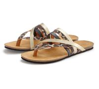 LASCANA Zehentrenner Sandale, Pantolette aus Leder mit Korkfußbett (77996536-37) schwarz, leo