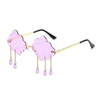 LASPOR Retro randlose Sonnenbrille für Damen Herren Vintage Metall rahmenlose Wolkenbrille Regenkristall Anhänger UV400 Schutz