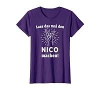 Lass das mal den Nico Machen Vornamen Namen T-Shirt, Damen, Violett, S
