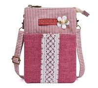 LassZone Kleine Umhängetasche für Damen, Segeltuch, Handytasche, Damen, Nationalmuster, Handtaschen, Mädchen, Mini-Umhängetaschen, Geldbörse, Münzbeutel, A Rot, Small