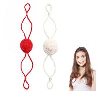 lasuroa 2stk Winter-Nasenwärmer, Gehäkelte Nasenabdeckungen für Kaltes Wetter Winddichter und Gemütlicher Nasenschutz Outdoor-Ski-Aktivitätszubehör für Männer und Frauen (Rot, Weiß)