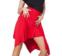 Latein-Tanzrock, Skate-Wickelschal, unregelmäßiger Schwung, Ballsaal, Tango, Cha, Cha, Übungsrock, rot, M