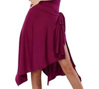 Latein-Tanzrock, Skate-Wickelschal, unregelmäßiger Schwung, Ballsaal, Tango, Cha, Cha, Übungsrock, weinrot, L
