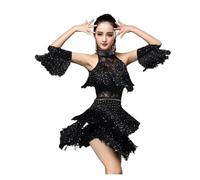 Lateinischer Tanzrock Neues lateinisches Tanzkleid Frauen/Mädchen/Lady Neue sexy Fransen Salsa/Ballsaal/Tango/Cha Cha/Rumba/Samba/Latin Kleider for Tanzen Tanzkleid Samba(Purple,XXXL)