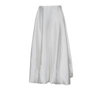 Laternenrock lang Damen Satin Retro locker hoch tailliert A-Linie Maxirock Büro Damen eleganter Modestil-Beige-M