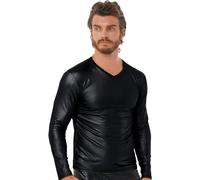 Latex Ähnliches Herren Lederhemd Dessous Netzshirt Clubwear Herren-Reizwäsche Netzoberteil Swinger-Club Kinkywear Tank Top Slim Fit Techno Outfit Fitness Leder Shirts Für Männer