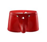 Latex Reizwäsche, Herren Unterwäsche Sexy Erotisch Kunstleder Slip Kurz Hose Clubwear Wetlook Boxer Boxershorts Dessous Latex Unterhose Leder Shorts Underwear Gay Sissy Kinkywear Höschen Reizwäsche A