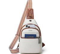 LATMAP 7L Damen Bauchtasche, Sling Bag Damen PU Leder Cross Body Bag Adjustable Strap Klein Brusttasche Leicht Crossbag Travel Essentials