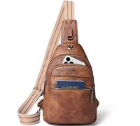 LATMAP 7L Damen Bauchtasche Sling Bag Damen PU Leder Cross Body Bag Klein Adjustable Strap Brusttasche Leicht Crossbag Travel Essentials