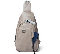 LATMAP 7L Sling Bag Damen,Brusttasche Damen Kleine Crossbody Bag PU Leder Tasche Umhängetasche Diebstahlsicher Schultertasche für Outdoor Sport,Hellgrau