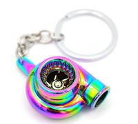 LATRAT Turbo Flip Flop Schlüsselanhänger mit drehendem Verdichterrad, Spinning Modell Turbine Turbolader Ring Key Turbo Shaped Anhänger Schlüssel Schlüsselanhänger Turbolader