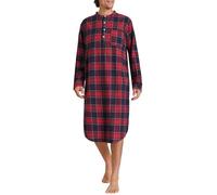 Latuza Langärmliges Herren-Flanell-Nachthemd aus Baumwollflanell, Rot, 3XL