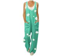 Latzhose Damen Arbeitshose Garten - Stoff-Latzhose Damen Sommer Lang Jumpsuit Leinen-Sommerhose Weite Latzhosen Mit Taschen Arbeitsoverall Oversize Loose Haremshose Baggy Vintage Hosenträger