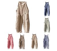 Latzhose Damen Arbeitshose Sommer Stoff-Latzhose Lang Vintage