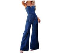 Latzhose Damen Jeans, Lang Jumpsuits Für Damen Elegant Sommer Sexy Ärmellos Jeans Overall Kuschelig Jeanslatzhose Weit 90er Jahre Bib Romper Baggy Trägeroverall Einteiler Jumpsuit Damen Business