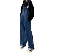 Latzhose Damen Jeans Weite Bein Jumpsuit Blau Jeans Overall Loose Fit Baggy Playsuits Sommer Boho Strampler Ärmellos Overalls Casual Adjustable Bib Pants