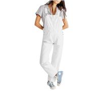 Latzhose Damen Jeans Weite Bein Jumpsuit Jeanslatzhose Blaue Jeans Overall Loose Fit Baggy Playsuits Sommer Boho Strampler Ärmellos Overalls Casual Adjustable Bib Pants für Karneval Fasching Party