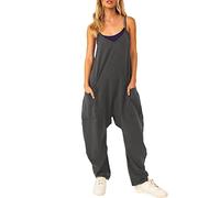 Latzhose Damen Sommer Ärmellos Jumpsuit Casual Overall Sexy Hosenanzug V-Ausschnitt Playsuit Sommer Oversize Rompers Mädchen Sommeroverall Haremshose Overall Damen Sommer