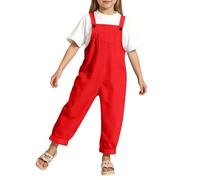 Latzhose Kinder Mädchen Jumpsuit Ärmellose Arbeitslatzhose mit Verstellbare Träger Einfarbig Overall Lässige Lang Hose Arbeitshose Latzhosen Outdoor für 3-16 Jahre Kinder