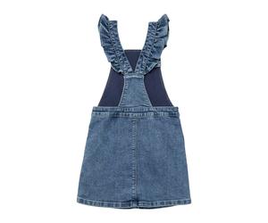 Latzrock S.OLIVER JUNIOR, Mädchen, Gr. 140, blau, Denim/Jeans, Obermaterial: 98% Baumwolle, 2% Elasthan, bestickt, regular fit normal, Röcke, aus Baumwollmischung mit Denim, Regular Fit (66296651-140)