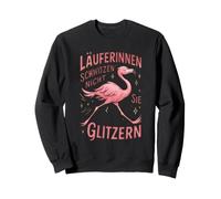 Laufen joggen lustig Spruch Flamingo Läuferin sie Glitzern Sweatshirt