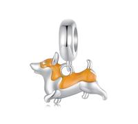 Laufende Corgi Hund Charms 925 Sterling Silber Nette Welpen Charms Anhänger Fits Pandora Armband Halskette für Frauen