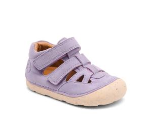 Lauflernschuh BISGAARD "barefoot tate", Baby, Gr. 24, violet, Veloursleder, Basic, Schuhe Lauflernschuh, Babysandale für Laufanfänger, Größenschablone zum Download (90941246-24) violet