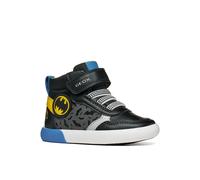 Lauflernschuh GEOX "B GISLI BOY", Baby, Gr. 25, schwarz (schwarz, gelb), Lederimitat, Textil, Schuhe Lauflernschuh, Freizeitboots, High-Top-Sneaker, Klettschuh mit BATMAN Motiv (95374007-25) schwarz,