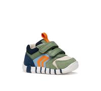 Lauflernschuh GEOX "B IUPIDOO BOY", Baby, Gr. 22, olivgrün, navy, Leder, Lederimitat, Textil, Schuhe Lauflernschuh, Babyschuh mit farbigen Besätzen, Größenschablone zum Download (94737847-22) olivgrün