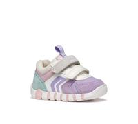 Lauflernschuh GEOX "B IUPIDOO GIRL", Baby, Gr. 22, lila, weiß kombiniert, Leder, Lederimitat, Textil, Schuhe Lauflernschuh, Babyschuh mit pastellfarbenen Besätzen, Größenschablone zum Download (474278